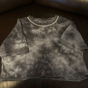 American Eagle Outfitters Black Tie-Dye Short Sleeve Tee